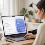 Person using Google AI Mode search on a laptop
