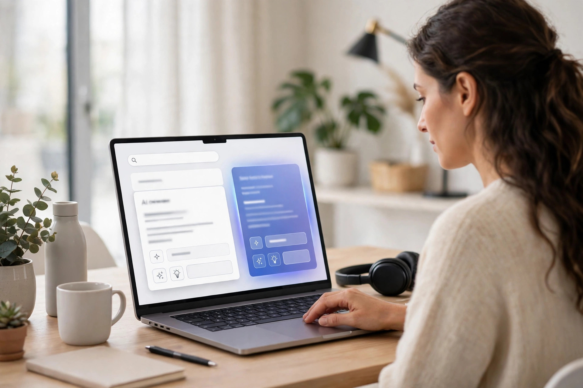 Person using Google AI Mode search on a laptop